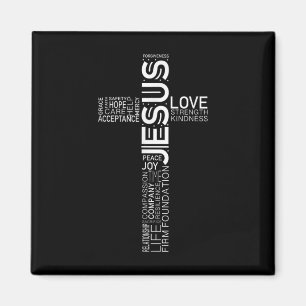 Aimant Jesus Love Blanc sur le design de croix chrétienne