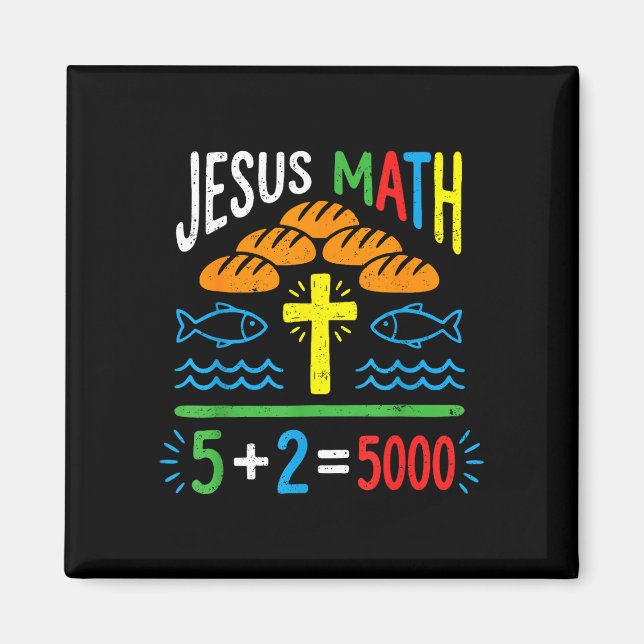 Aimant Jésus maths 2 poissons 5 pains nourrit les 5000 bi (Devant)