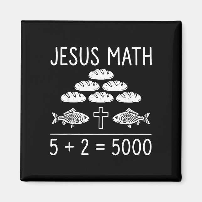 Aimant Jésus maths 2 poissons 5 pains nourrit les 5000 bi (Devant)