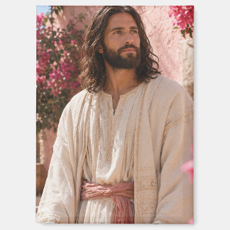 Aimant Jésus parmi les bougainvillées roses