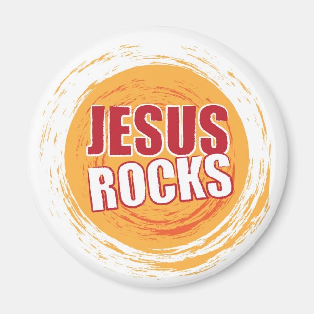 Aimant Jesus Rocks 2 Orange (Devant)