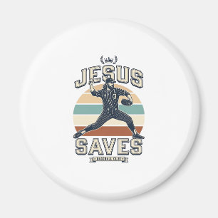 Aimant Jésus Sauve Baseball Vintage Christian Vector Desi
