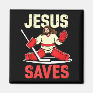 Aimant Jésus Sauve Gardien de But de Hockey sur Glace Chr