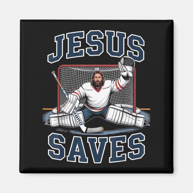 Aimant Jesus Saves Hockey Player Team God Hockey Lovers H (Devant)