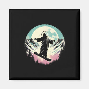 Aimant Jesus Snowboard - Drôle Christian Religieux Sno