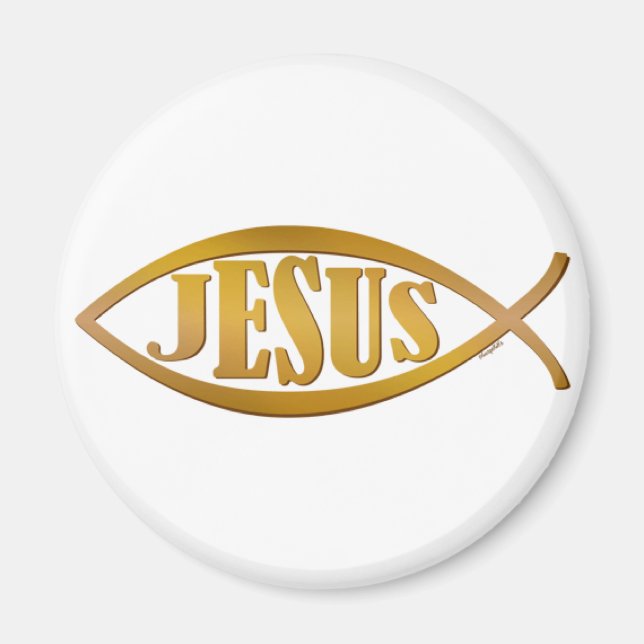 Aimant Jésus symbole de poisson cadeau chrétien (Devant)