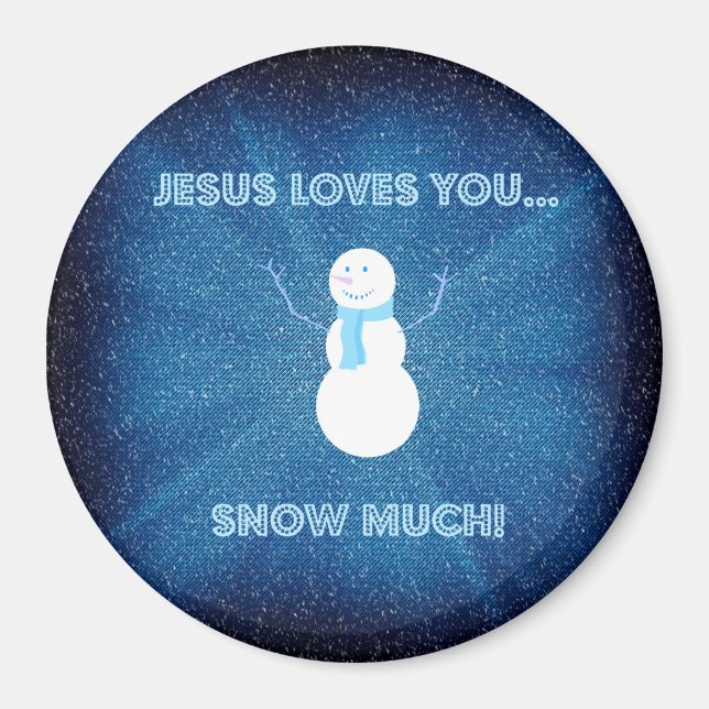 Aimant Jésus T'Aime Beaucoup De Neige ! Christian Snowman (Devant)
