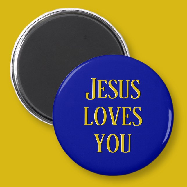Aimant Jésus t'aime | Marine bleu et or (Créateur téléchargé)