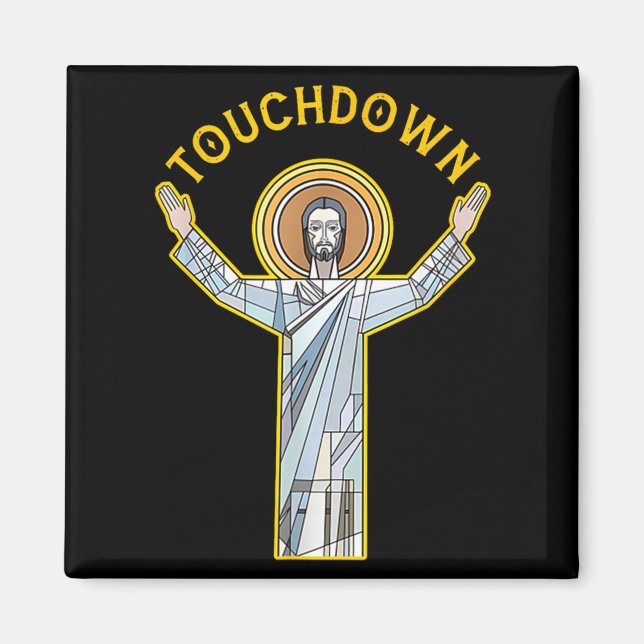 Aimant Jesus Touchdown Amusant Citation de foi chrétienne (Devant)