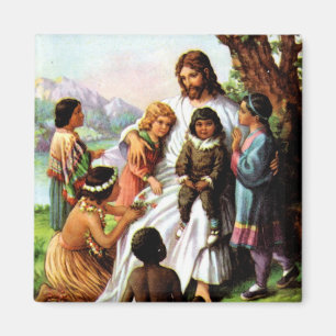 Aimant Jésus vintage aime tout l'aimant d'enfants