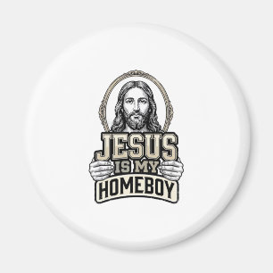 Aimant Jésus vintage est mon pote gravé design vectoriel