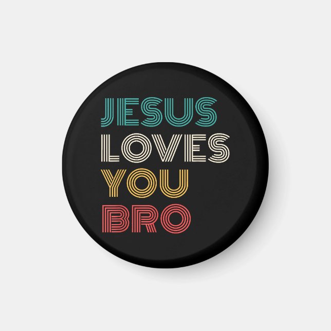 Aimant Jésus Vous Aime Bro, Drôle Foi Chrétienne Rétro (Devant)