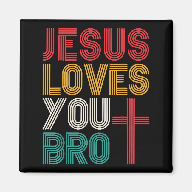 Aimant Jesus Vous Aime Frère Foi Chrétienne Rétro Typogra (Devant)