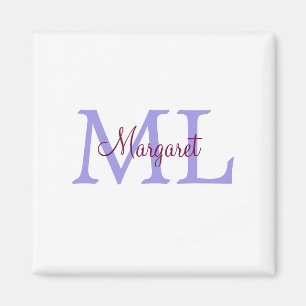 Aimant jeté simple minimal ajouter nom monogramme rose ro