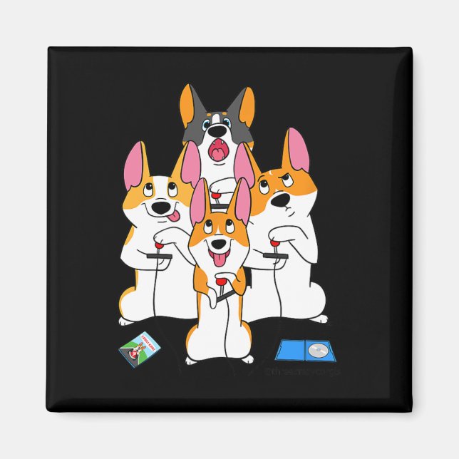Aimant Jeu Corgi Vidéo Jeu Graphique Joueur Mème Jeu (Devant)