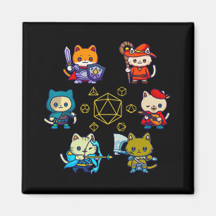 Aimant Jeu de dés de chat Nerdy D20 Gamer Geek Chats Homm