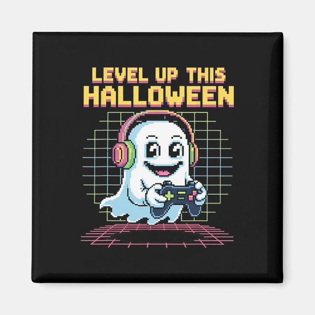 Aimant Jeu de fantôme rétro pixel Halloween mignon et eff (Devant)