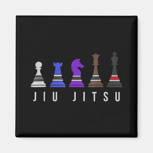 Aimant jeu d'échec jiu jitsu, cadeau bjj avec texte. (Devant)