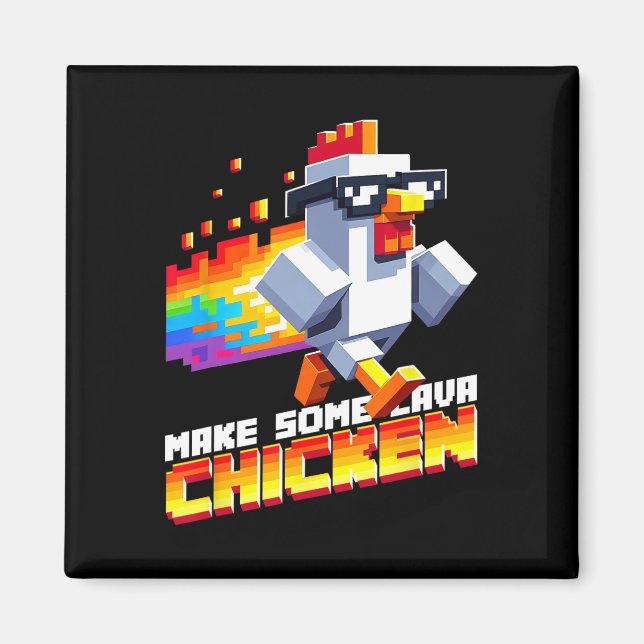 Aimant Jeu drôle humour mème faire du pixel art de poulet (Devant)