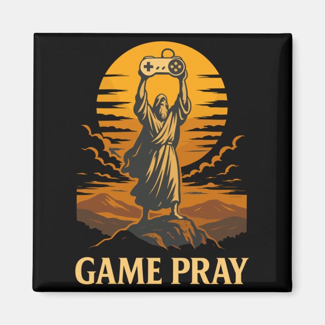 Aimant Jeu Prie Jésus Mème de jeu vidéo drôle rétro (Devant)