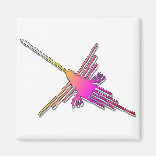 Aimant Jeu Vidéo 8 bits Retro Lignes Nazca Colibri (Devant)