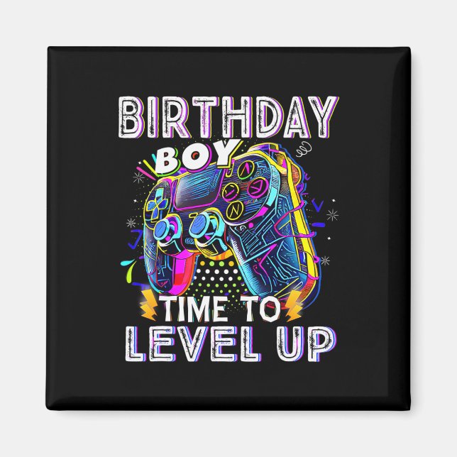 Aimant Jeu Vidéo Anniversaire Jeu Garçon Temps De Niveau  (Devant)