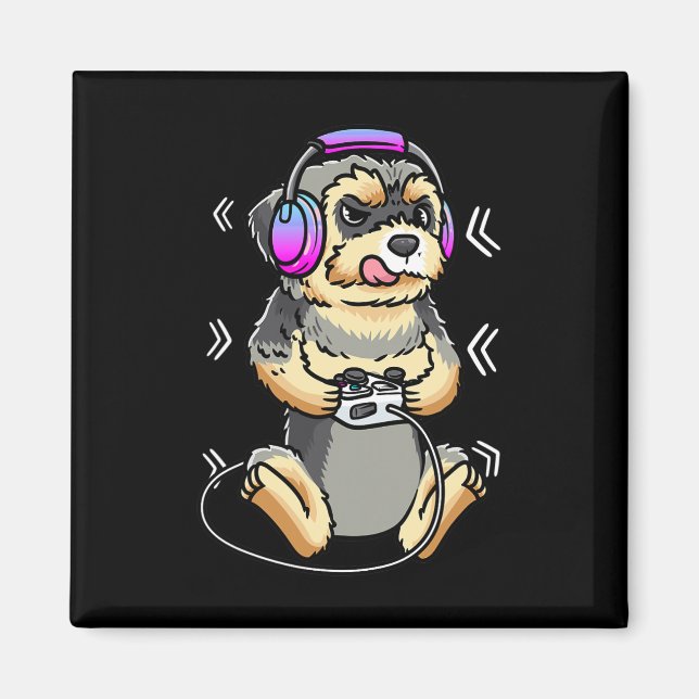 Aimant Jeu vidéo de chien Morkie Console de jeu Joueur  (Devant)