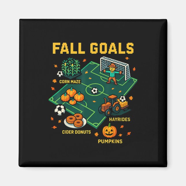 Aimant Jeu vidéo pixelisé de football d'automne pour enfa (Devant)