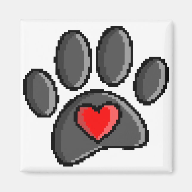 Aimant Jeu vidéo Retro 80s 8 bits Pixel Art Chien Paw (Devant)