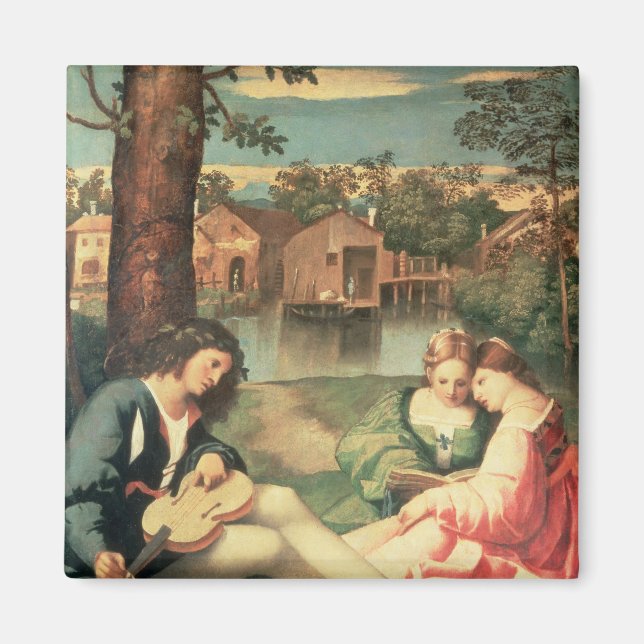 Aimant Jeune avec guitare et deux filles assises (Devant)