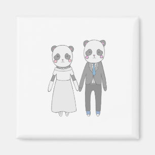 Aimant Jeune Couple de Mariés Panda Mignons – Mariée & Ma