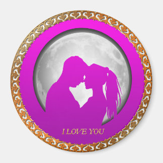 Aimant Jeune couple rose silhouette s'embrasser