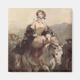 Aimant Jeune femme à cheval