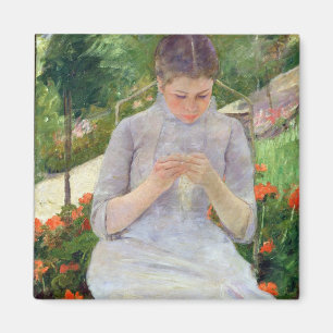 Aimant Jeune femme Coudre dans le jardin, c.1880-82