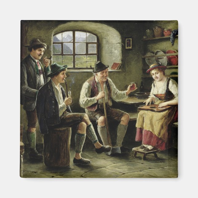 Aimant Jeune femme jouant à une cithare (Devant)