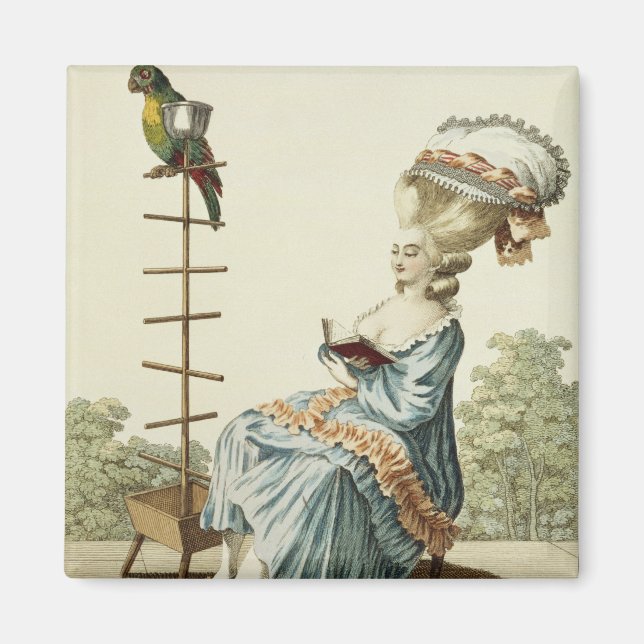 Aimant Jeune femme lisant dans une robe de jour avec un s (Devant)