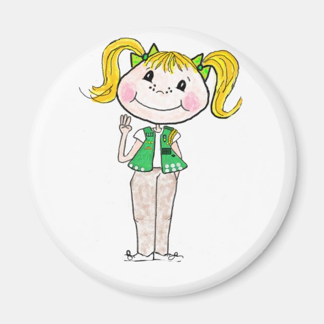Aimant Jeune fille scout tenant sa promesse (Devant)