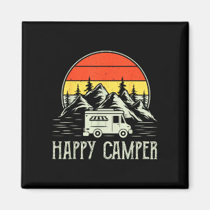 Aimant Jeune garçon tout heureux de camper, drôle, van de