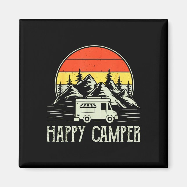 Aimant Jeune garçon tout heureux de camper, drôle, van de (Devant)