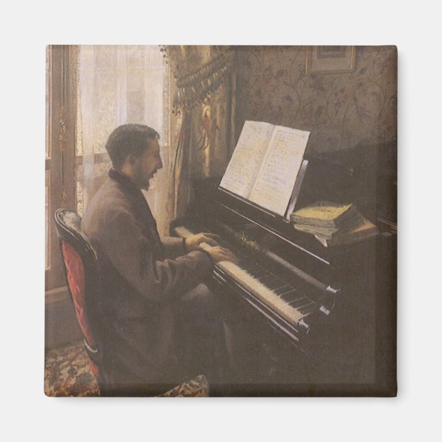 Aimant Jeune homme jouant au piano par Gustave Caillebott (Devant)