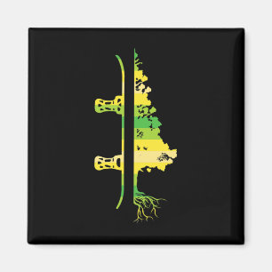 Aimant Jeux d'hiver Funky Mountain Snowboard Pine Tree
