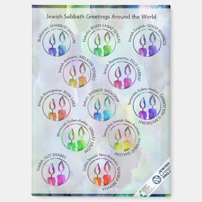 Aimant Jewish Sabbath Greetings Around the World Sticker (Recto)
