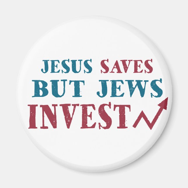Aimant Jews Invest - humour financier juif (Devant)