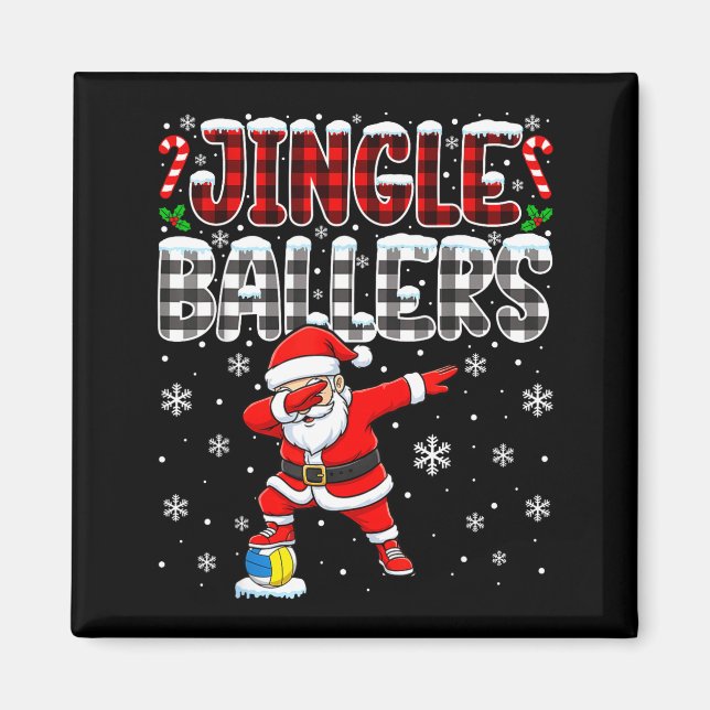 Aimant Jingle Ballers Plaid Santa Dabbing Volleyball Chri (Devant)
