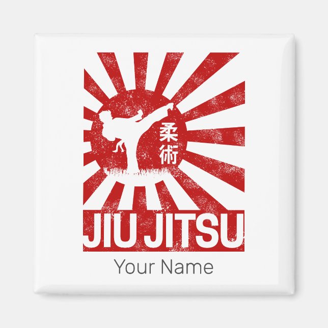 Aimant Jiu Jitsu Fighter Arts martiaux Vintages japonais (Devant)