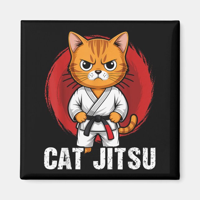 Aimant Jiu Jitsu Kawaii chat Drôle de BJJ ou Grappling MM (Devant)