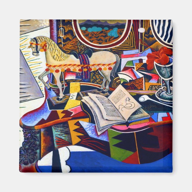 Aimant Joan Miro Horse Pipe et Fleur Rouge (Devant)