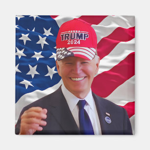 Aimant Joe biden Portant un Casquette Trump
