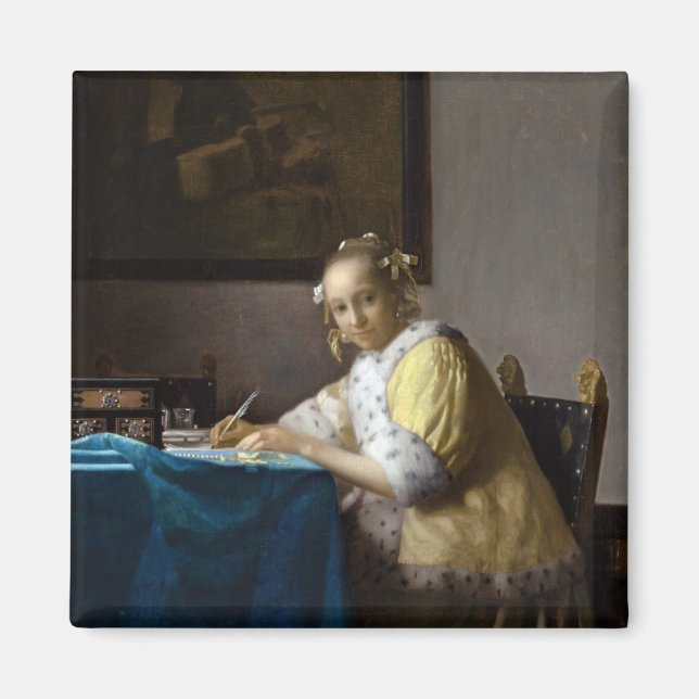 Aimant Johannes Vermeer - Une dame écrit une lettre (Devant)