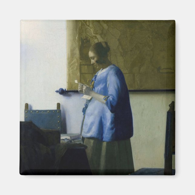 Aimant Johannes Vermeer - Une femme en bleu lisant une le (Devant)